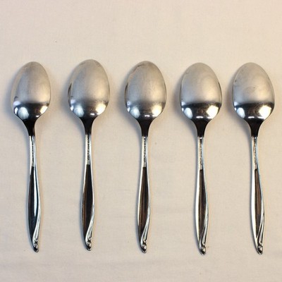 Lot 5 Oneida Silver Surf Club (Stainless) Flatware Oval Soup