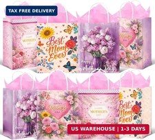 BDDYYI 8 Pcs Medium Mothers Day Gift Bag Happy Mother's Day Gift Bag with Handle