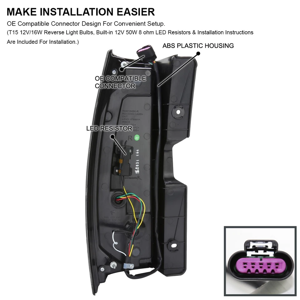 Black Fits 2007-2014 Chevy Tahoe Suburban LED Tail Lights Sequential Signal Lamp Foto 4 de 4