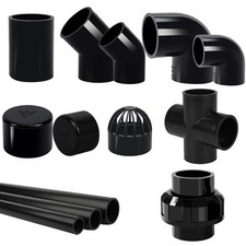 PVC Metric Plumbing Fittings Pipe For Aquarium Fish Tank Pond Solvent Weld-Black