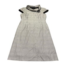 Tahari Arthur S Levine Gray Plaid Dress Size 10 Short Sleeve