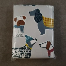 The Company Store Flannel Flat Sheet King Fashionable Dogs 5oz Cotton 108x102 in
