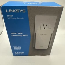 Linksys Boost WiFi Extender 5 Range Booster Dual-Band Compact Wall 1000 SF AC750