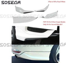 For Honda Accord Sedan 16-17 HFP Style Pearl White Front Bumper Lip & Rear Apron