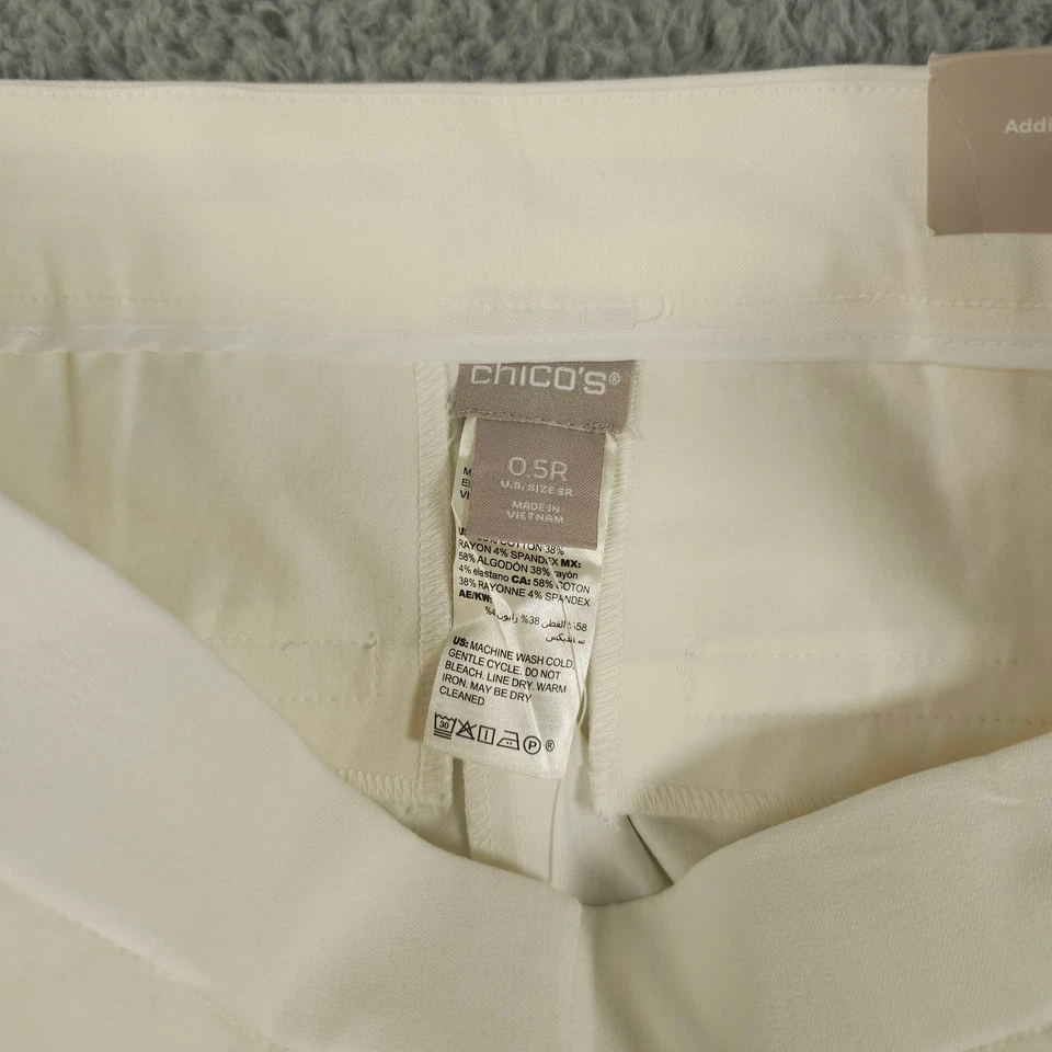 Chicos Pants 0.5 US 6 Cream Secret Stretch Straight Leg Trousers Career NEW - Image 3 of 4