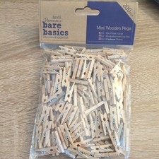 Papermania Wooden Natural Mini Pegs Pack Of 200, For Paper Craft, Decoration
