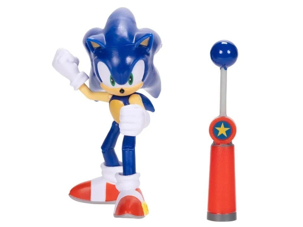 *FREE SHIP* 4" MODERN SONIC  + CHECKPOINT Sonic the Hedgehog Jakks Pacific