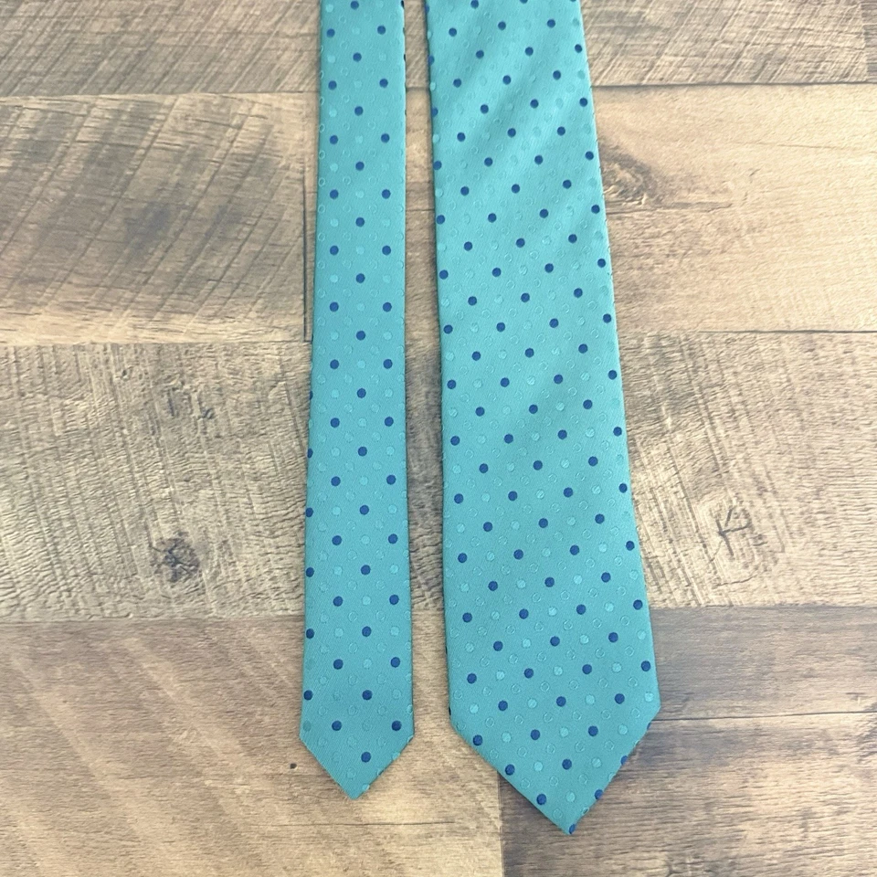 Corbata Charvet Place Vendome para hombre geométrica verde/azul seda 3,5" (ancho) x 58" (l) Foto 2 de 4