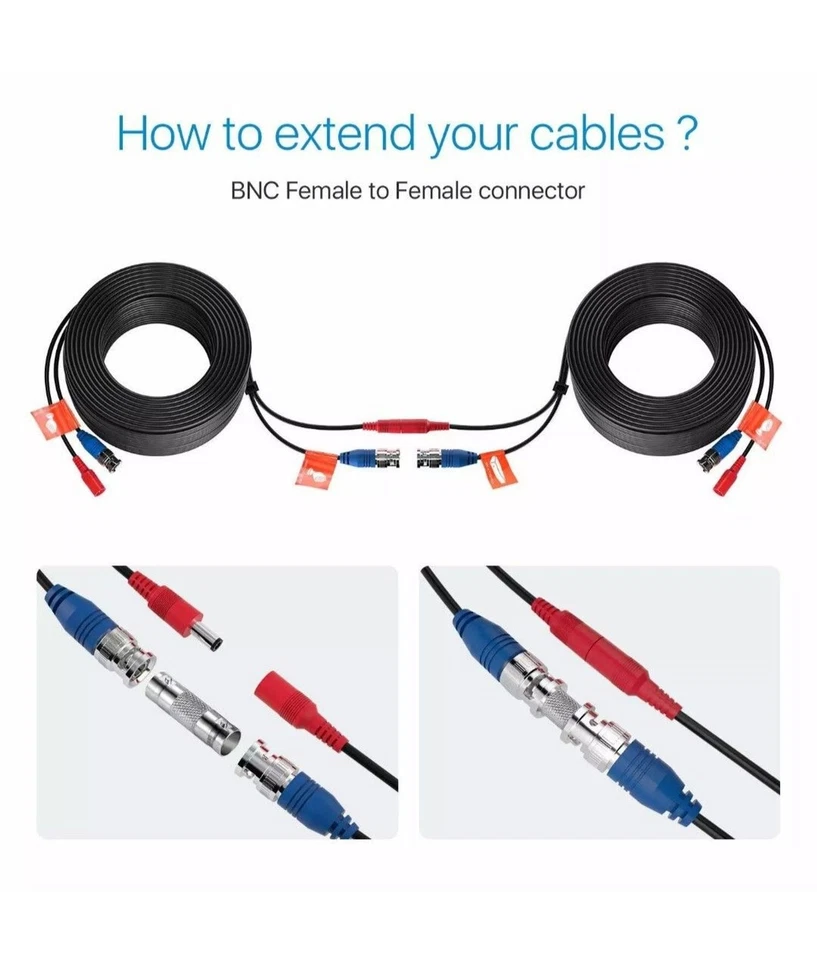 ZOSI CCTV Security Camera BNC Cable 100ft Wire Cord Video Power Cable Black - Image 4 of 4