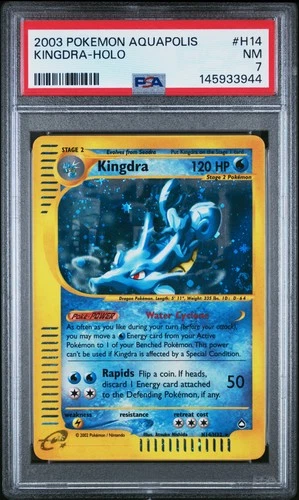 2003 POKEMON AQUAPOLIS #H14 KINGDRA-HOLO PSA 7