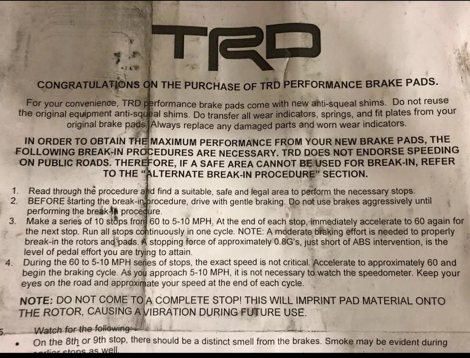 PASTILLAS DE FRENO DELANTERAS TRD TOYOTA 4RUNNER FJ CRUISER SEQUOIA TACOMA GEN PTR09-89111 Foto 3 de 3