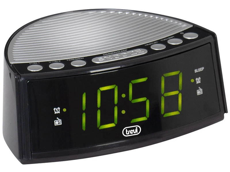 Radiosveglia Digitale Elettronica Nero GRANDE DISPLAY Led Verde Trevi Radio FM