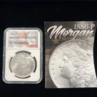 1886 Morgan Silver Dollar $1 - NGC BU / .9 / w/Redbook Info Sheet - No Reserve!