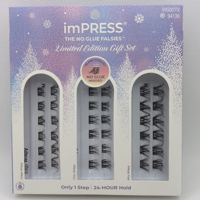 KISS imPRESS No Glue Falsies 94130 Self Adhesive Eyelashes, Wispy