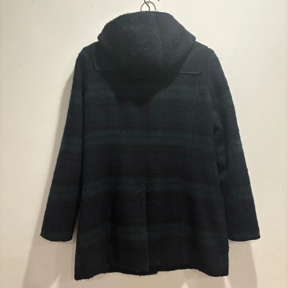 Abrigo de lona a cuadros para mujer capucha de lana palanca negro verde Preppy Heritage invierno 8 Foto 4 de 4