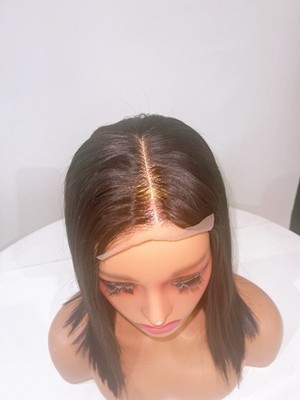 Knochen gerade 12 Zoll schwarz natürlich Lace Front SDD 100 % reines Echthaar Perücke