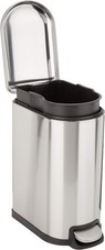 Amazon Basics Smudge Resistant Small D-Shaped Trash Can With Soft-Close Foot Pe