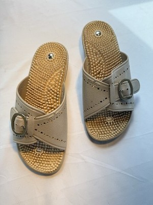 Otafuku Magna Health Women s Beige Slide Sandals Buckle Adjustable Strap  US 6