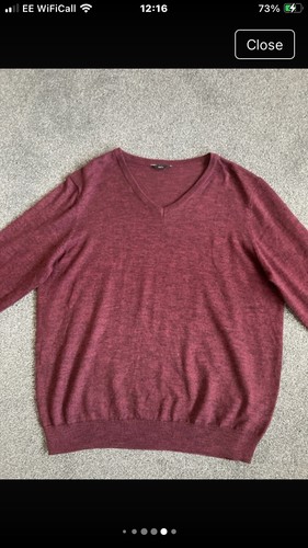 Mens M&co V Neck Jumper Size Xxl Burgundy Good Condition - Picture 12 of 15