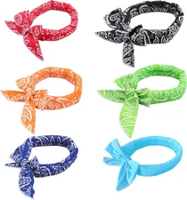 6 Pcs Cooling Neck Wraps, Cooling Headbands for Hot Weather, Cashew Flower Cooli