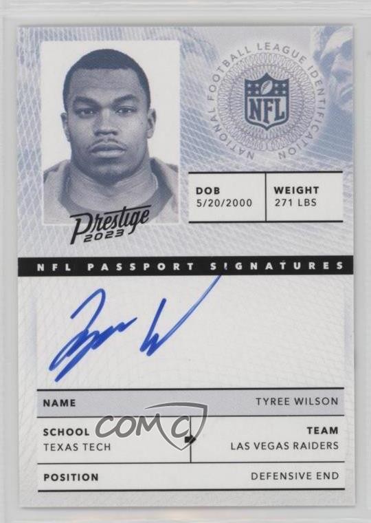 2023 Panini Prestige NFL Passport Signatures Tyree Wilson #NPS-TW Auto 07lk
