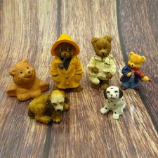 Bären und Hunde Figuren Teddybär Konvolut Sammlung 6 Stück Retro Aufstellfigur