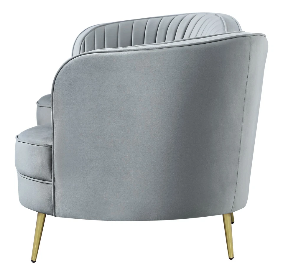 Juego de sofá curvo Sophia 2 piezas Art Deco sofá sofá sofá sofá tela de terciopelo gris 506864-S2 Foto 4 de 4