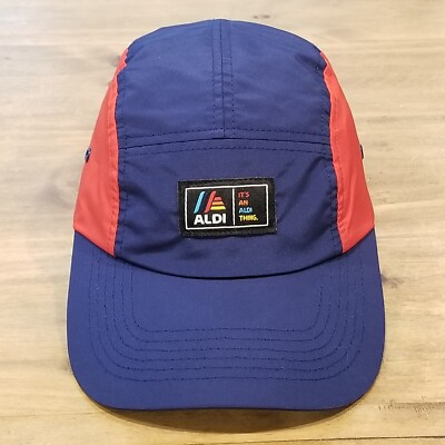 #ad Aldi 5 Panel Hat Cap Strap Back Lightweight Blue Red One Size Adjustable Gear $16.11