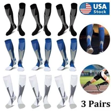 3 Pairs Mens Compression Socks Stockings 20-30mmHg Graduated Support Leg Sport