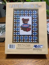 National Yarns Craft Plaid Teddy*Latch Hook Kit  20" x 27"  New  #R846 *
