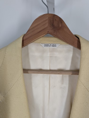 Lanvin Paris Vintage 80s Pale Yellow 100% Silk Mod Yacht Rock Blazer Jacket USA - Picture 4 of 9