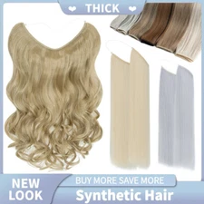 Clip/No Clip Hidden Line Wire Hair Extensions Invisible Hairpiece Miracle Ring