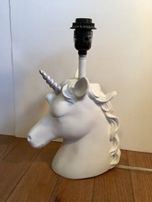 White Ceramic Unicorn Lamp Works No Shade 14  Tall