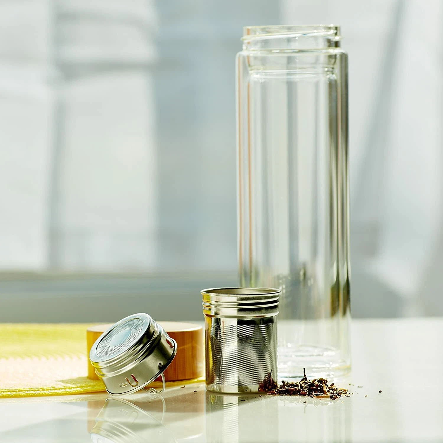 Basule Reusable Tea Infuser Bottle Glass Strainer Loose Leaf Food Grade NEW
