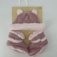 First Impressions Baby Pink Hat and Booties Set Size 6-12 Months New