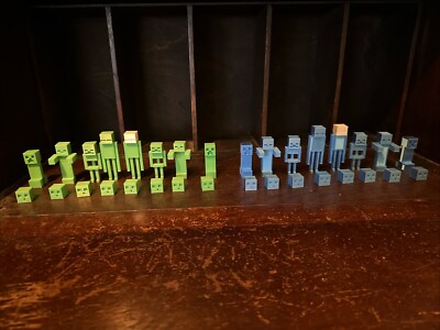 Minecraft Creeper 3D gedruckte Schachfiguren. Zombie Skelett Enderman