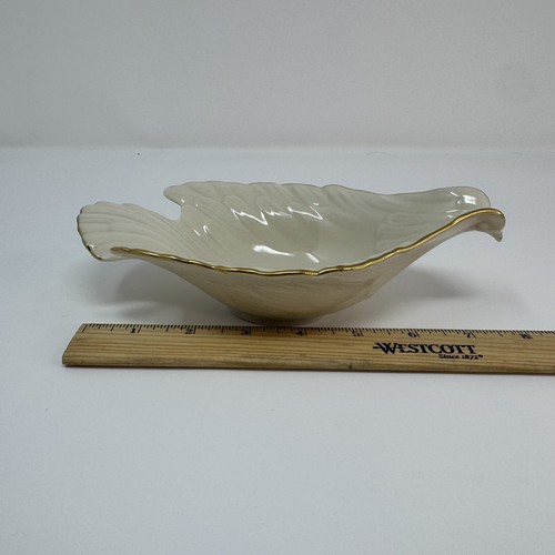 Vintage Lenox Dove Bird Candy Trinket Nut Dish Bowl Ivory Cream Gold Leaf Trim - Picture 8 of 10