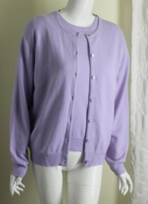 トップス semon unisex SA 2TONE KNIT LAVENDER NWT Neiman Marcus Sz XL 100% Cashmere Purple Cardigan Twinset