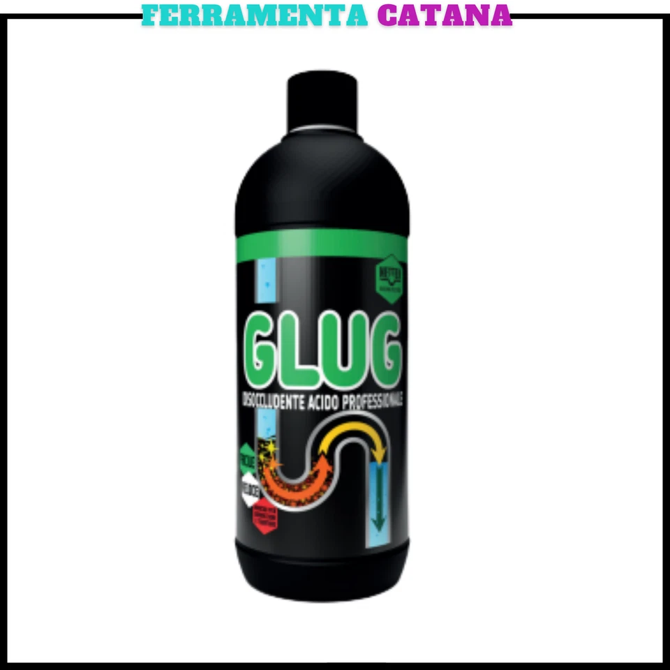 disgorgante professionale base acida stura scarichi lavandini wc tubazione glug - Immagine 2 di 3