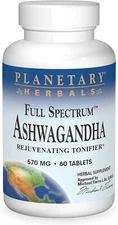 Planetary Herbals Ashwagandha, Full Spectrum 570 mg Rejuvenating Tonifier - 60 T