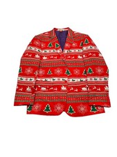 OppoSuits Men Size 44 Christmas Themed 2 Piece Suit Winter Wonderland