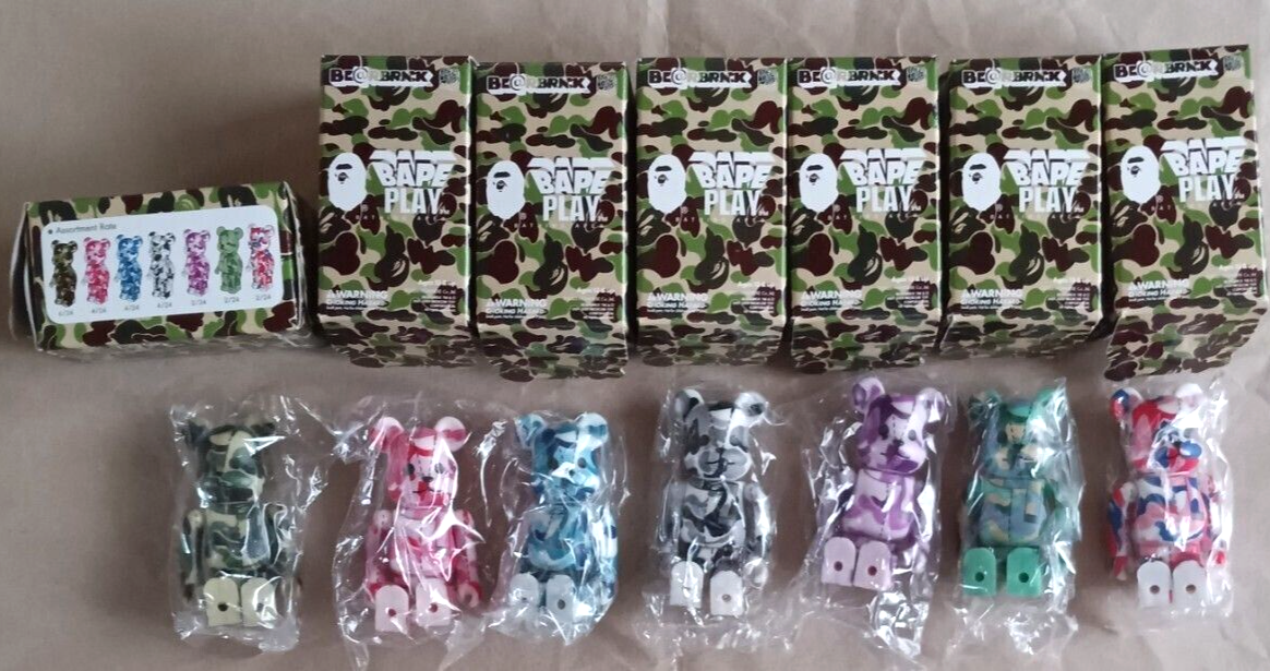 BE@RBRICK BAPE PLAY 100% Series 1 Complete Figure Set of 7 BE@RBRICK BAPE PLAY 100% Series 1 Complete Figure Set of 7