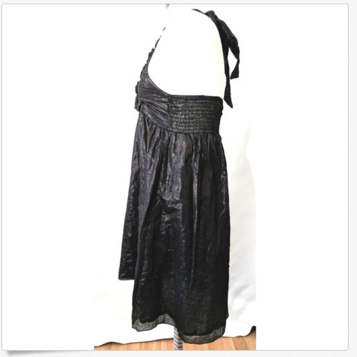 New! Black Dress Size Small Halter V- Neck Funky People Shimmer Open Back Party - Picture 3 of 8