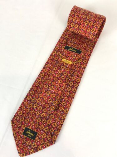 BRIONI Mens Tie 100% Silk Made in Italy Red/Yellow 58x 3.75 Colorful Free Ship - Picture 3 of 13