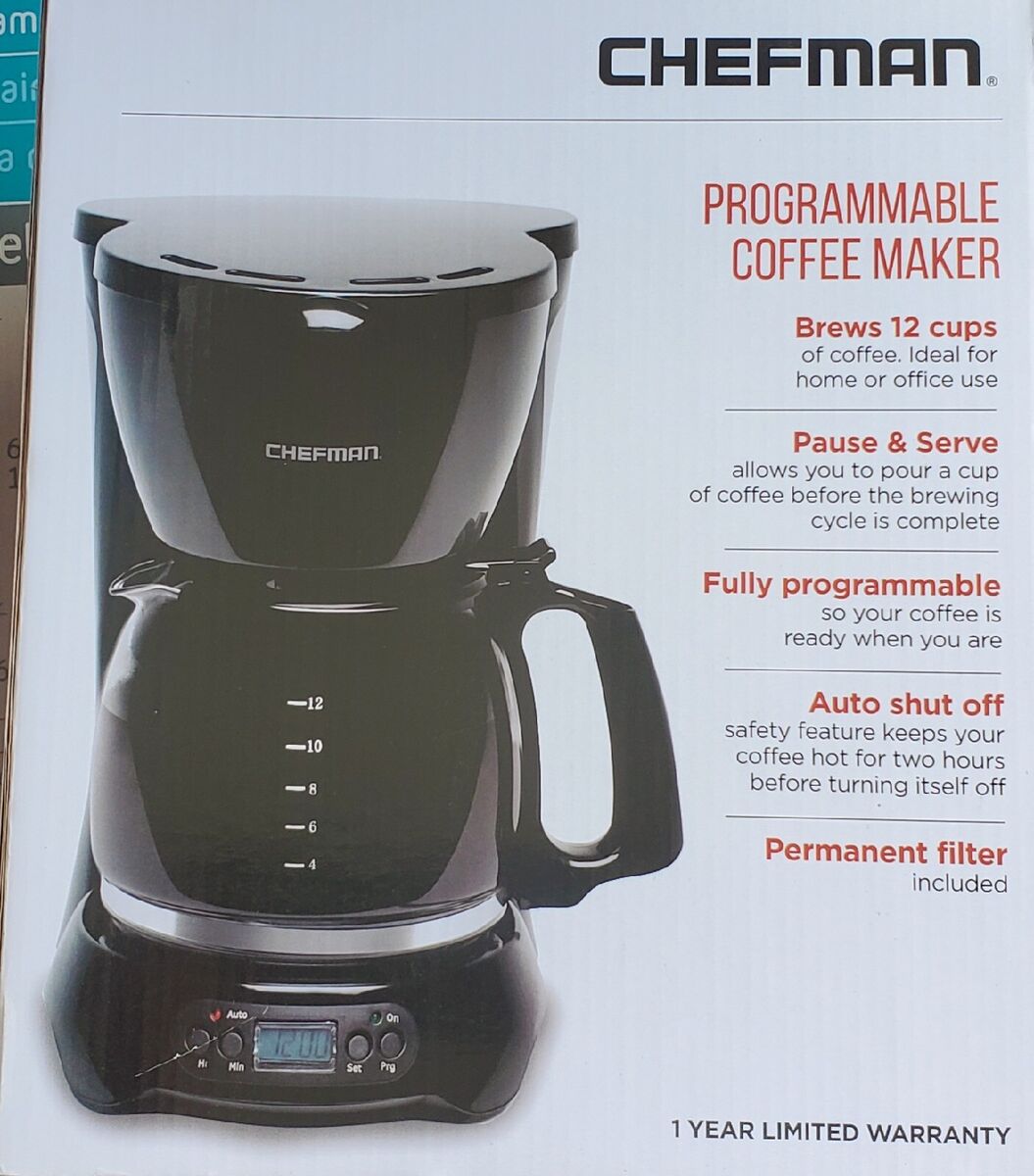 Chefman 12-Cup Programmable Coffee Maker, Black