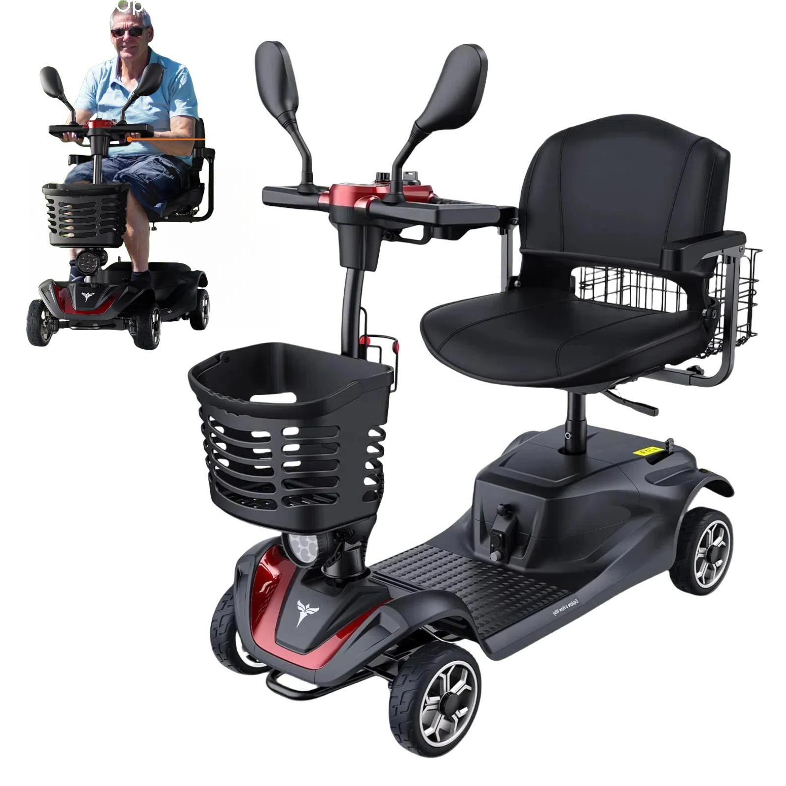 4-Rad Seniorenmobil Mobilitätshilfe vierrädrig FALTBAR Senioren-Scooter 9 KM/H