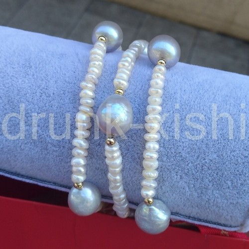 Exotic Natural South Sea Genuine White Gray Pearl Bracelet 7.5-8" 14k Gold P - Picture 3 of 5