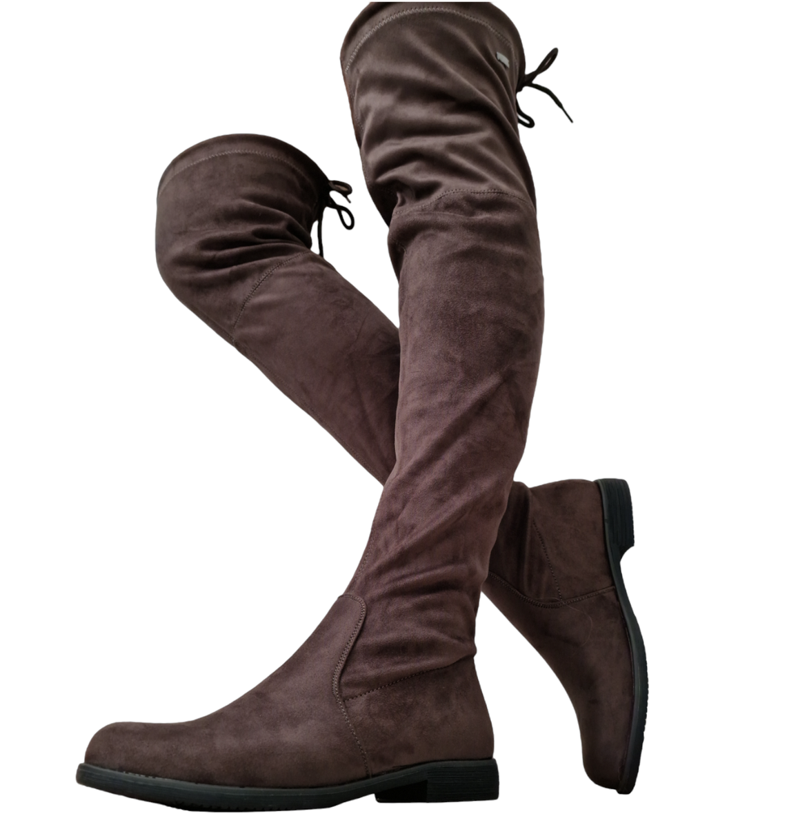 Womens Over The Knee High Flat Ladies Long Faux Suede Thigh High