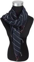 Tigertie Halstuch In Schwarz Silber Rot Gestreift Mit Fransen - GrößE 90 X 90 Cm
