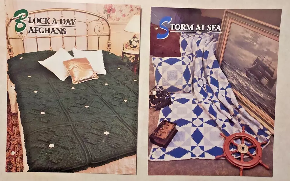 Lote de 16 colchas Annie's Attic Crochet patrón club afgano fecha 1992-1993 Foto 4 de 4